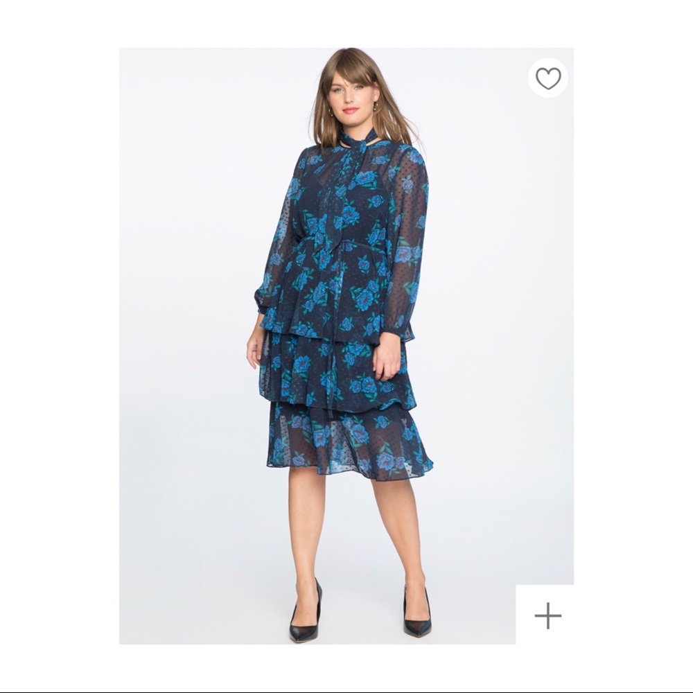 Draper James Eloquii Floral Print Swiss Dot Dress